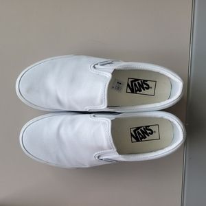 Vans White Canvas Platform Slip-on